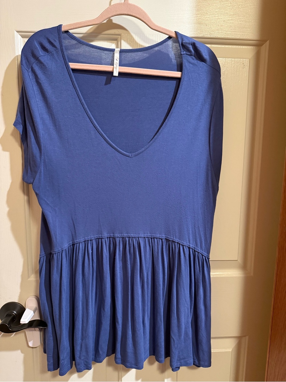 V-Neck Royal Blue Peplum Midi Dress